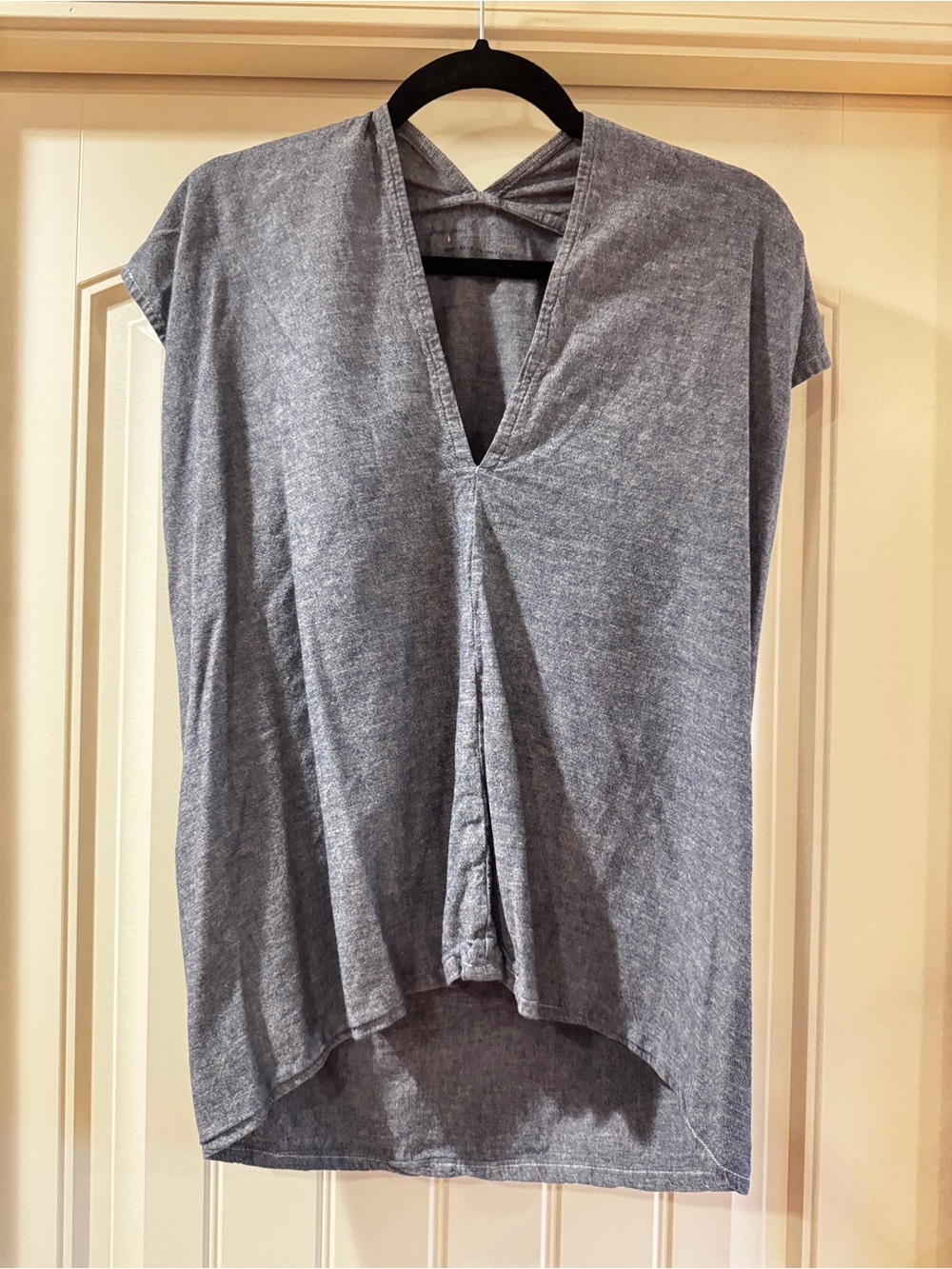 Miranda Bennet Everyday Top in blue/gray cotton